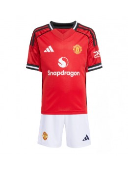 Manchester United Replika Hemmakläder Barn 2025-26 Kortärmad (+ byxor)